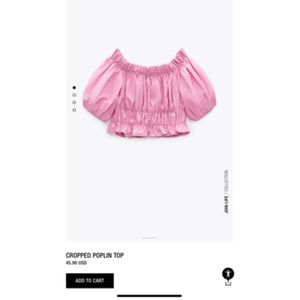 Pink Zara cropped poplin top